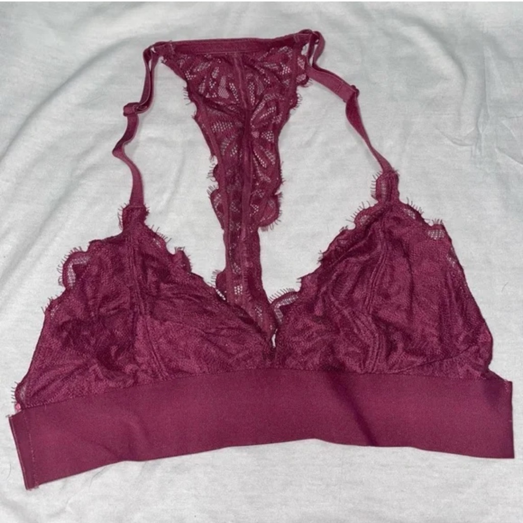 Pink Victoria’s Secret Lace Bralette In Burgundy
